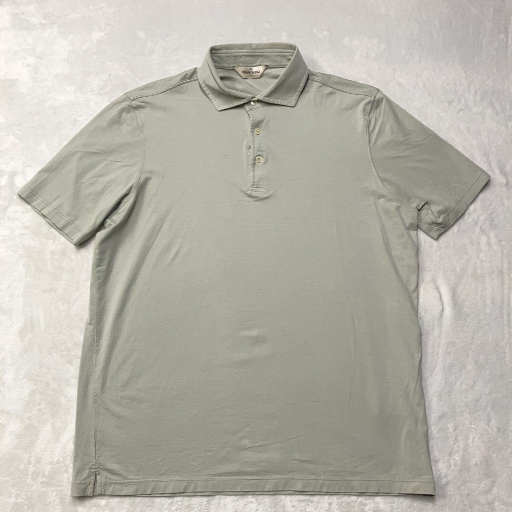 Gran Sasso Polo Shirt Mens 52 Beige Cotton‎ Short Sleeve Made in Italy